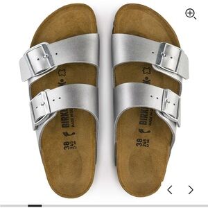 Birkenstock Kids Metallic Silver Sandals